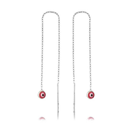 Supertrend Gümüş Zincirli Pembe Nazar Küpe