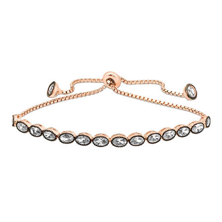 Supertrend Gümüş Rose Oval Kesim Elmas Montür Asansör Bileklik