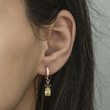 Supertrend Gümüş Ananas Figür Meyve Küpe