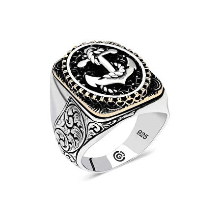 Supertrend Gümüş Deniz Çapası Oval Erkek Yüzük