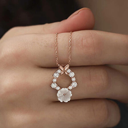 Supertrend Gümüş Rose Bahar Çiçeği Kolye