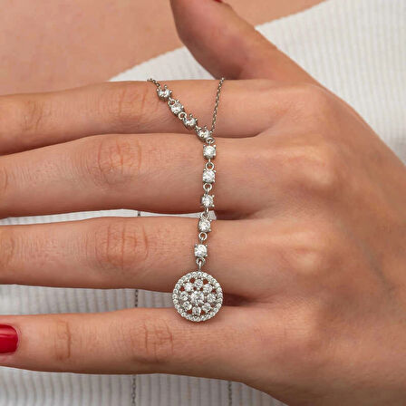 Supertrend Gümüş Sıralı Zirkon Taşlı Çiçek Kadın Kolye