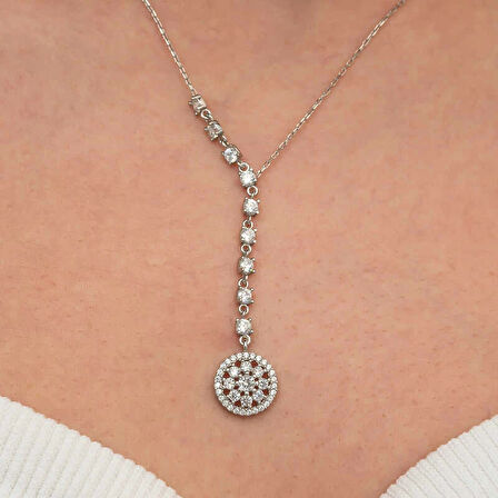 Supertrend Gümüş Sıralı Zirkon Taşlı Çiçek Kadın Kolye