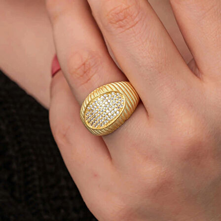 Supertrend Gümüş Gold Zirkon Taşlı Kadın Yüzük