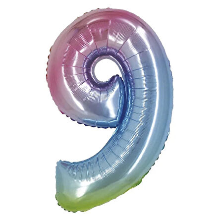 9 Rakam Rainbow Folyo Balon 40"