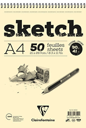 Supertrend Ivory Sketch Eskiz Çizim Defteri Üstten Spiralli 90 gr. A4 50 yp.