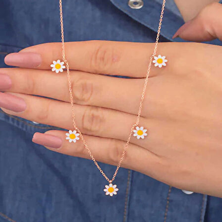 Supertrend Gümüş Rose Papatya Şans Kadın Kolye