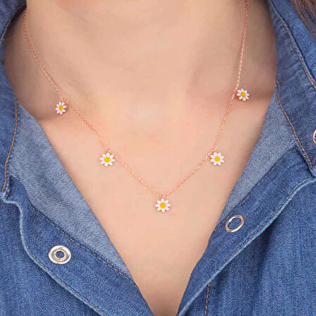 Supertrend Gümüş Rose Papatya Şans Kadın Kolye