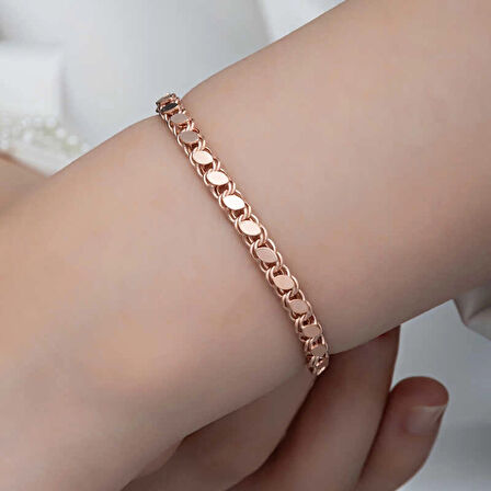 Supertrend Gümüş Rose Pullu Zincir Kadın Bileklik