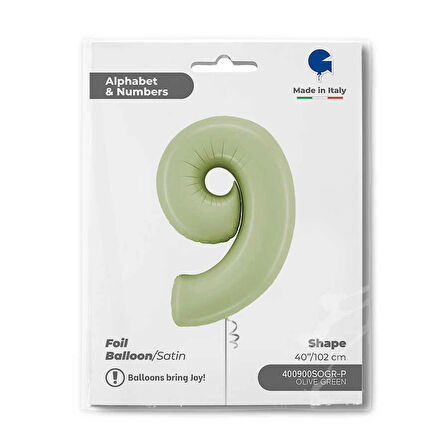 9 Rakam Supertrend Satin Olive Green Folyo Balon 26"