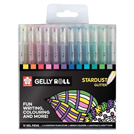 Supertrend Gelly Roll Jel Mürekkepli Simli Kalem Seti Stardust Glitter Set 12 Renk