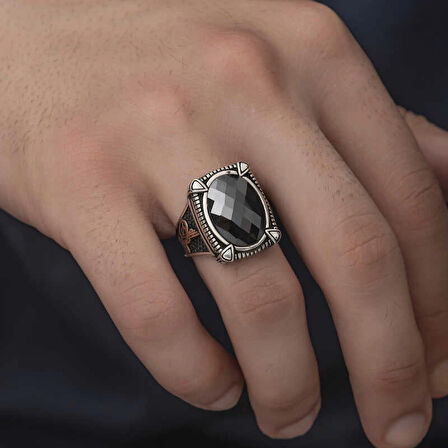 Supertrend Gümüş Siyah Zirkon Taşlı Erkek Yüzük