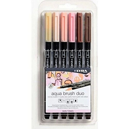 Supertrend Aqua Brush Duo Çift Taraflı Fırça Uçlu Çizim Kalemi Seti 6 Renk SKIN TONES