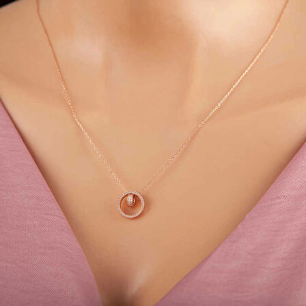 Supertrend Gümüş Rose İç İçe Geçmiş Halka Kadın Kolye