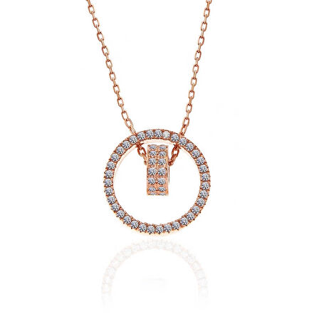 Supertrend Gümüş Rose İç İçe Geçmiş Halka Kadın Kolye