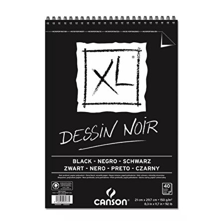 Supertrend XL Noir Spiralli Siyah Eskiz Çizim Defteri 150 gr. A3 40 yaprak