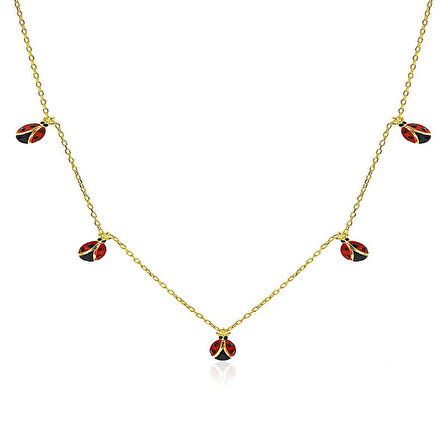 Supertrend Gümüş Gold Uğur Böceği Şans Kadın Kolye