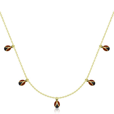 Supertrend Gümüş Gold Uğur Böceği Şans Kadın Kolye