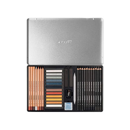 Supertrend Rembrandt Sketching Set Karakalem Eskiz Çizim Seti 35'li Metal Kutu