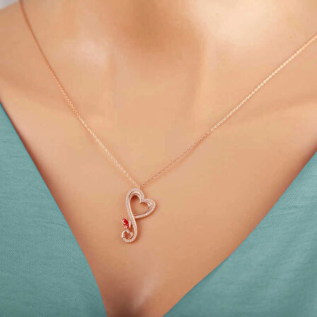 Supertrend Gümüş Rose Kalpli Kelebek Kadın Kolye