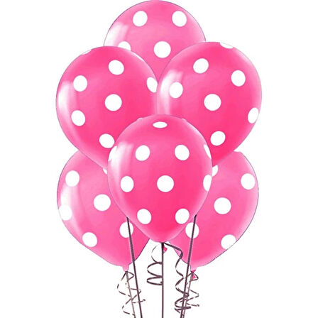 Çepeçevre Beyaz Puantiyeli Açık Pembe Balon 12"