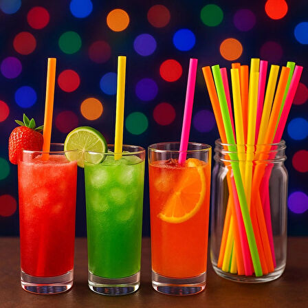 Supertrend Fosforlu Renkli Pipet 5mm x 21cm - 50 Adet