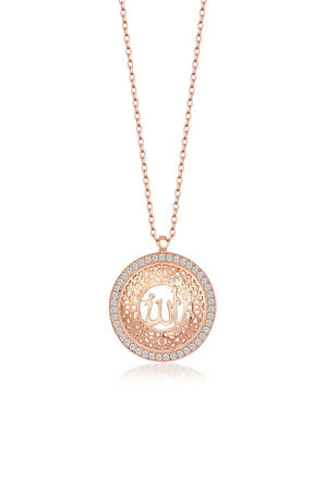 Supertrend Gümüş Rose Allah Yazılı Kadın Kolye