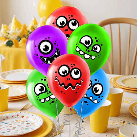 Monster Baskılı Karışık Renk Balon 11"