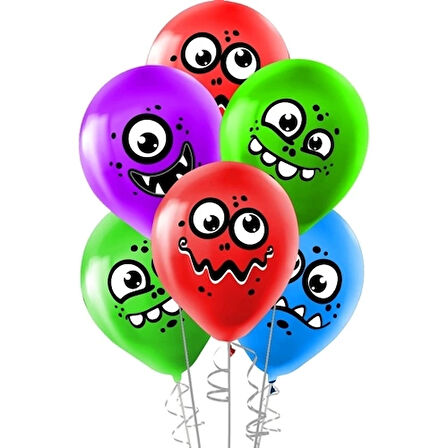 Monster Baskılı Karışık Renk Balon 11"