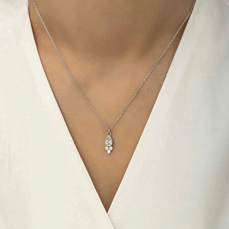 Supertrend Gümüş Çiğ Damlası Tektaş Kadın Kolye