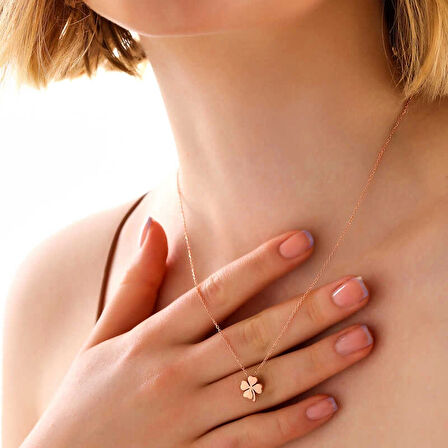 Supertrend Gümüş Rose Dört Yapraklı Yonca Kadın Kolye