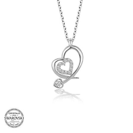 Supertrend ' Taşlı Gümüş Kalp Kadın Kolye