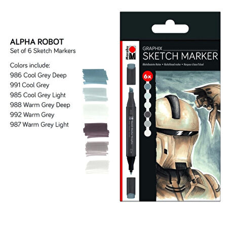 Supertrend Graphix Sketch Marker Seti 6 Renk Alpha Robot