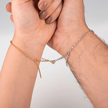 Supertrend Gümüş Rodyum Rose Çift Kalpli Aşk Bileklik