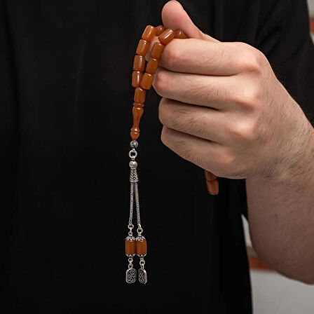 Supertrend Gümüş Püskül Sıkma Kehribar Tesbih