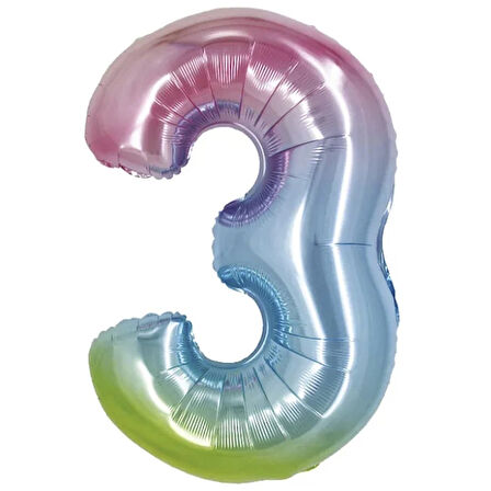3 Rakam Rainbow Folyo Balon 40"