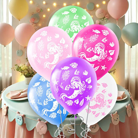 Denizkızı Baskılı Pastel Balon 12"