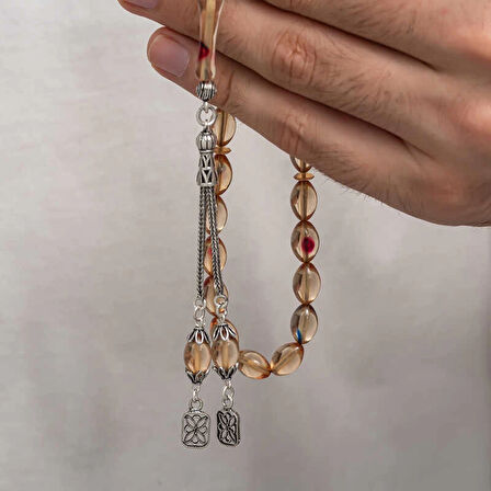 Supertrend Gümüş Püsküllü Sıkma Kehribar Tesbih