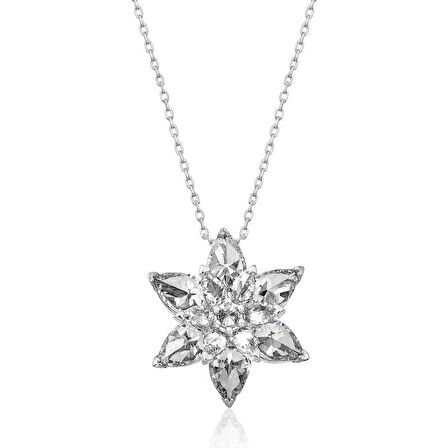 Supertrend Gümüş Beyaz Lotus Çiçeği Kadın Kolye