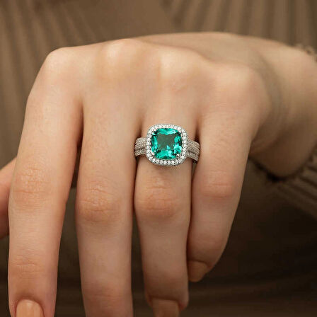 Supertrend ​gümüş Turkuaz Baget Kadın Yüzük