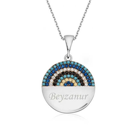 Supertrend Gümüş Mavi Taşlı İsimli Kadın Kolye