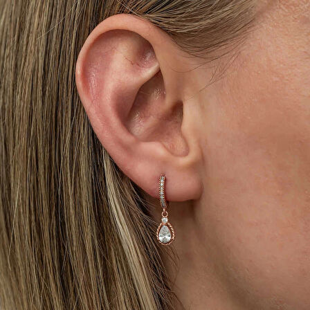 Supertrend Gümüş Sallantılı Rose Damla Kadın Küpe