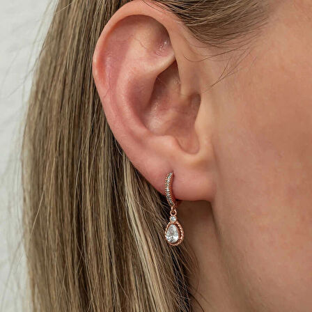 Supertrend Gümüş Sallantılı Rose Damla Kadın Küpe