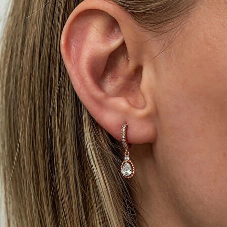 Supertrend Gümüş Sallantılı Rose Damla Kadın Küpe