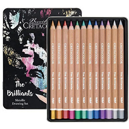 Supertrend Mega Color Brilliants Metalik Jumbo Kalın Kuru Boya Kalemi Seti 12 Renk Metal Kutu