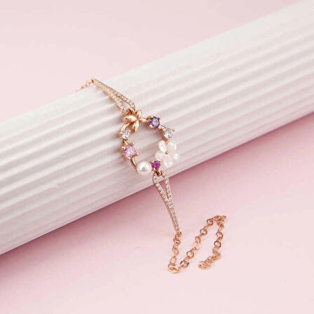 Supertrend Gümüş Rose Kalp Manolya Çiçeği Kelebek Kadın Bileklik