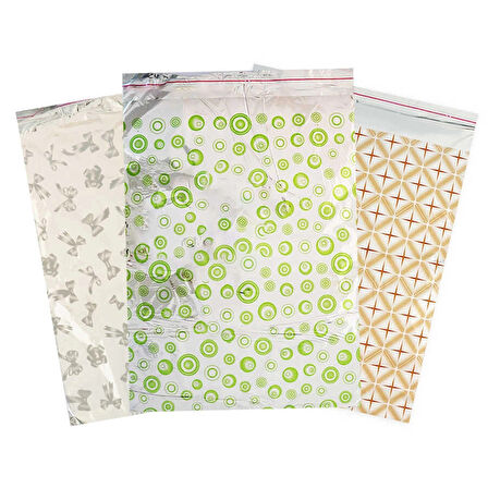 Desenli Metalize Poşet 50x70