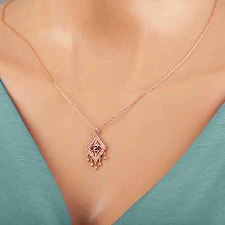 Supertrend Gümüş Rose Nazarlı Göz Kolye