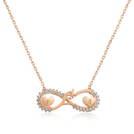 Supertrend Gümüş Rose Kalpli Sonsuz Aşk Kolye