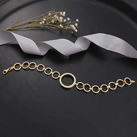 Supertrend Gümüş Çeyrek Takılabilen Altın Kaplama Kadın Bileklik